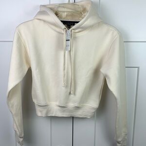 NWT J Crew XS Heritage fleece cropped hoodie Ivory